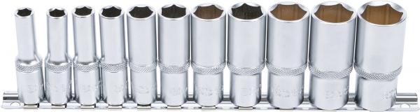 Steckschlüssel-Einsatz-Satz Sechskant, tief | Antrieb Innenvierkant 10 mm (3/8") | Zollgrößen | 11-tlg.