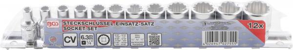 Steckschlüssel-Einsatz-Satz Zwölfkant | Antrieb Innenvierkant 6,3 mm (1/4") | Zollgrößen | 12-tlg.