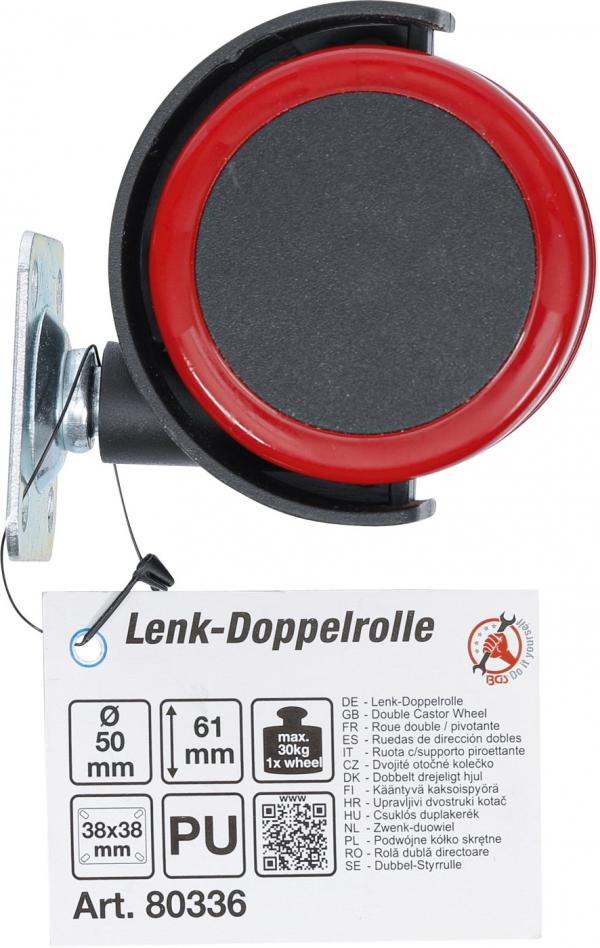 Lenk-Doppelrolle | rot/schwarz | 50 mm