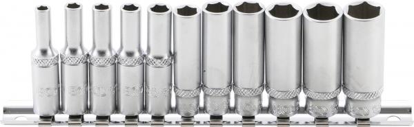 Steckschlüssel-Einsatz-Satz Sechskant, tief | Antrieb Innenvierkant 6,3 mm (1/4") | SW 4 - 13 mm | 11-tlg.