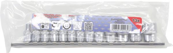 Steckschlüssel-Einsatz-Satz Zwölfkant | Antrieb Innenvierkant 6,3 mm (1/4") | SW 4 - 14 mm | 13-tlg.