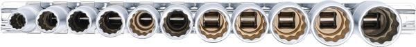 Steckschlüssel-Einsatz-Satz Zwölfkant, tief | Antrieb Innenvierkant 10 mm (3/8") | SW 8 - 19 mm | 11-tlg.