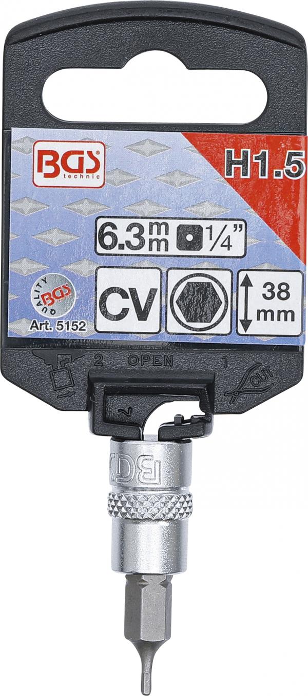 Bit-Einsatz | Antrieb Innenvierkant 6,3 mm (1/4") | Innensechskant 1,5 mm