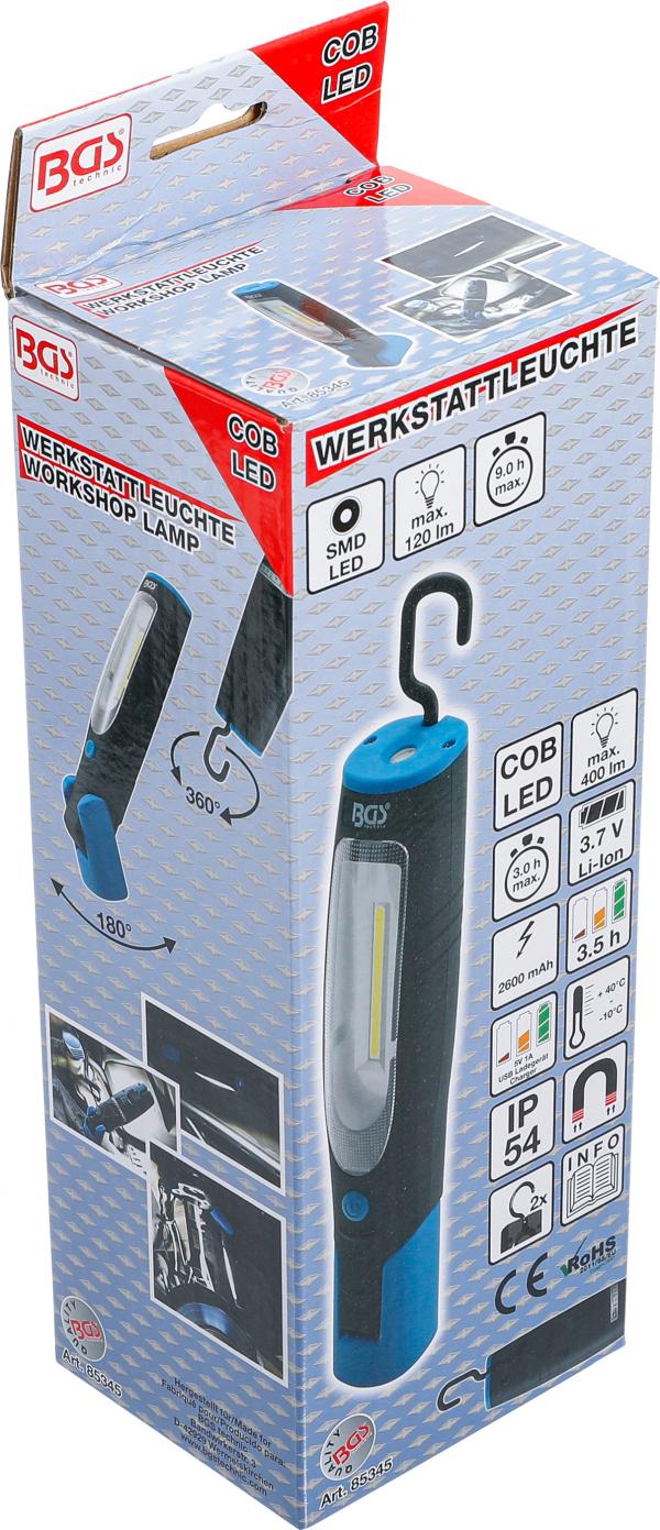 COB-LED-Werkstattleuchte mit Magnet und Haken