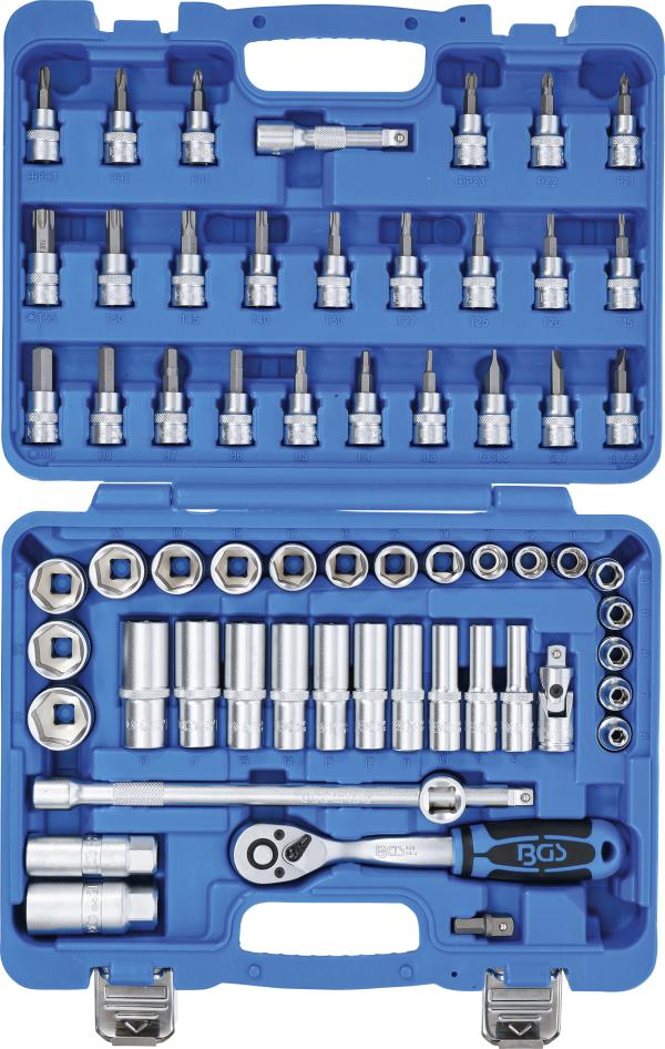 Steckschlüssel-Satz Sechskant | Antrieb 10 mm (3/8") | 61-tlg.