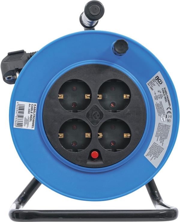 Kabeltrommel | 15 m | 3 x 1,5 mm² | 4 Steckdosen | IP 20 | 3000 W