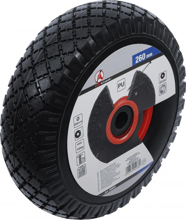 Rad für Sackkarren / Bollerwagen | PU, rot / schwarz | 260 mm