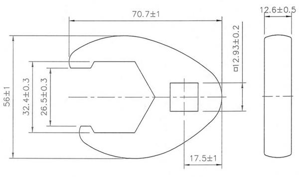 Hahnenfußschlüssel | Antrieb Innenvierkant 12,5 mm (1/2") | SW 32 mm