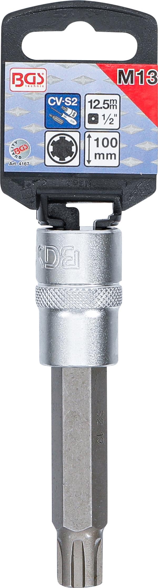Bit-Einsatz | Länge 100 mm | Antrieb Innenvierkant 12,5 mm (1/2") | Keil-Profil (für RIBE) M13
