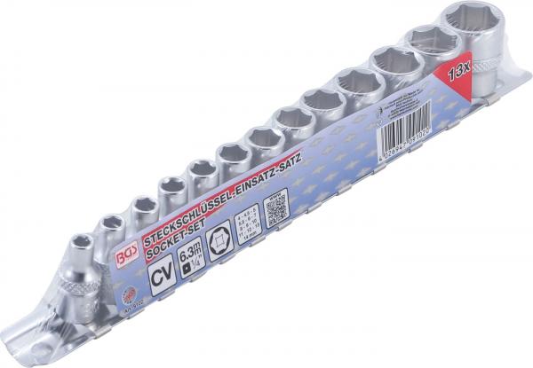 Steckschlüssel-Einsatz-Satz, Sechskant | Antrieb Innenvierkant 6,3 mm (1/4") | SW 4 - 14 mm | 13-tlg.