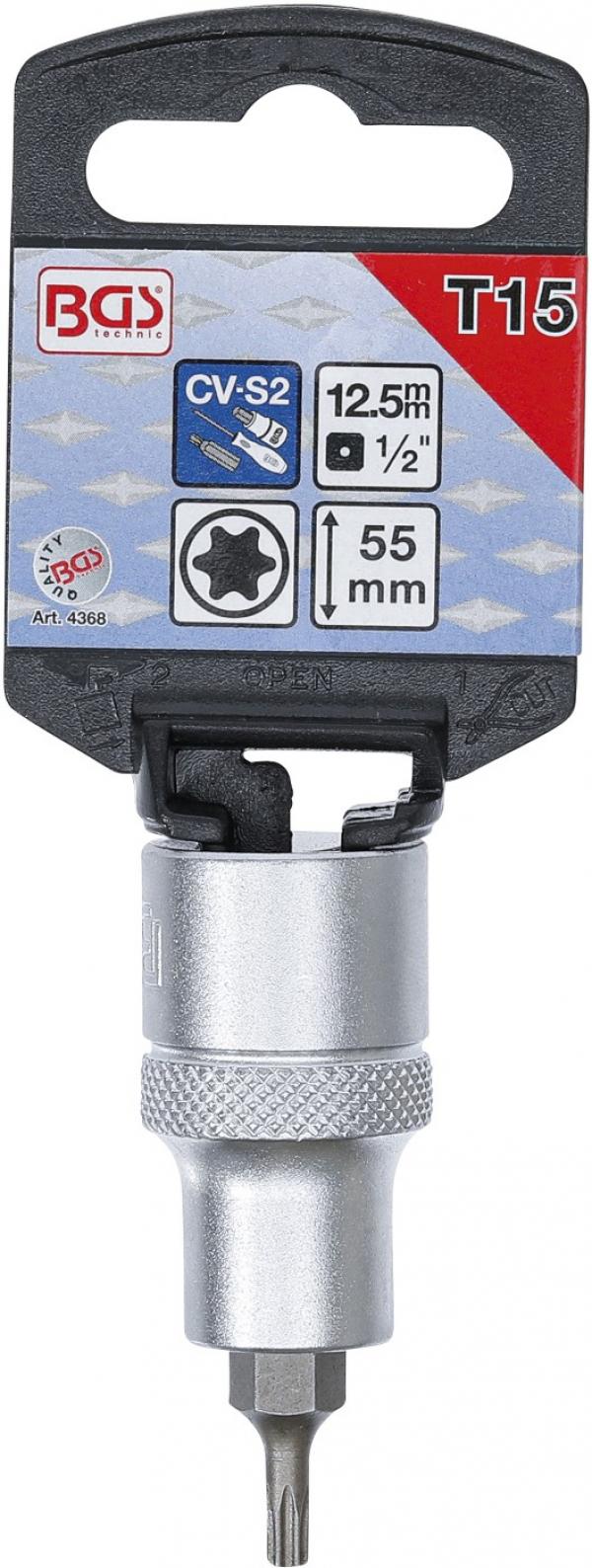 Bit-Einsatz | Antrieb Innenvierkant 12,5 mm (1/2") | T-Profil (für Torx) T15