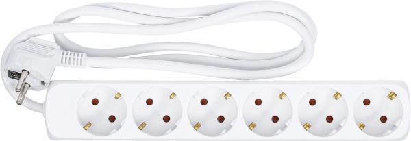Steckdosenleiste | 6-fach | Zuleitung 1,4 m | 3 x 1,5 mm² | IP 20