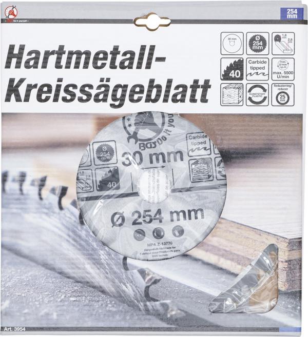 Hartmetall-Kreissägeblatt | Ø 254 x 30 x 3,2 mm | 40 Zähne