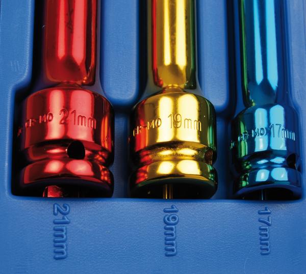 Kraft-Schoneinsatz-Satz | Antrieb Innenvierkant 12,5 mm (1/2") | 150 mm tief | SW 17 / 19 / 21 mm | 3-tlg.