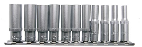 Steckschlüssel-Einsatz-Satz Sechskant, tief | Antrieb Innenvierkant 6,3 mm (1/4") | Zollgrößen | 11-tlg.