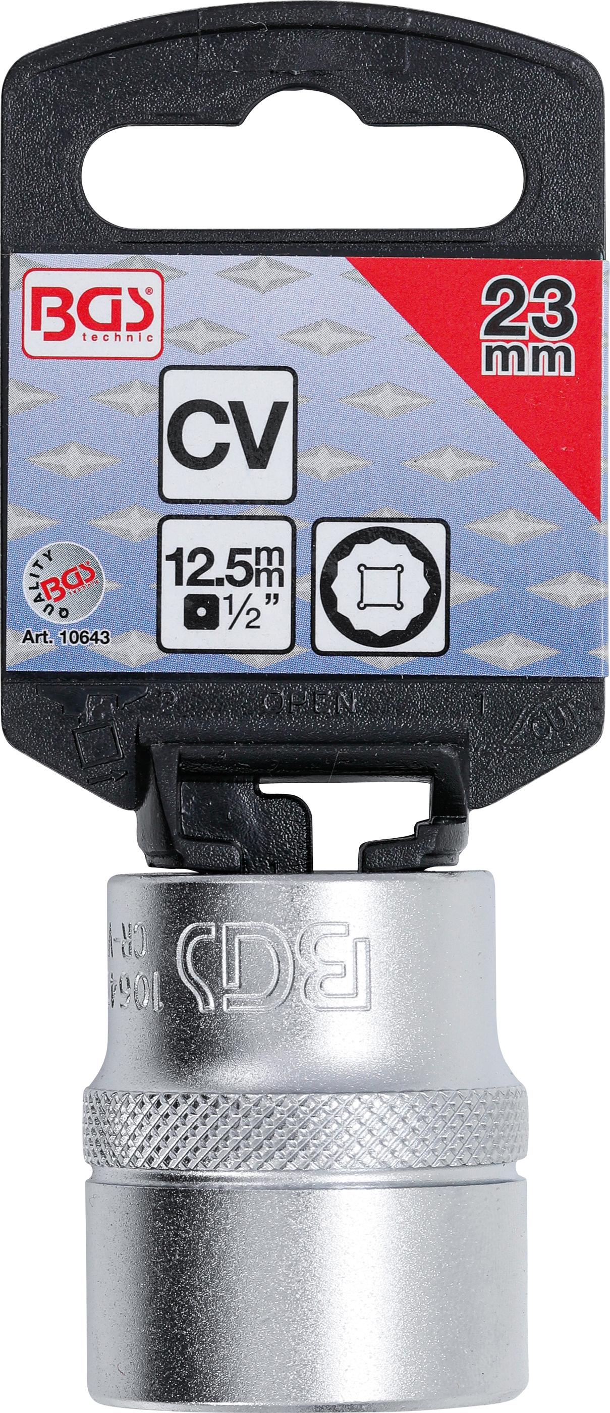 Steckschlüssel-Einsatz Zwölfkant | Antrieb Innenvierkant 12,5 mm (1/2") | SW 23 mm