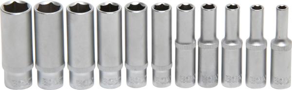 Steckschlüssel-Einsatz-Satz Sechskant, tief | Antrieb Innenvierkant 6,3 mm (1/4") | SW 4 - 13 mm | 11-tlg.