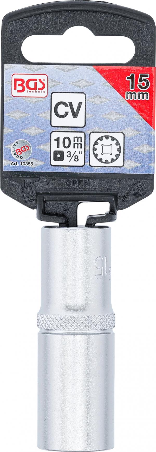 Steckschlüssel-Einsatz Gear Lock, tief | Antrieb Innenvierkant 10 mm (3/8") | SW 15 mm