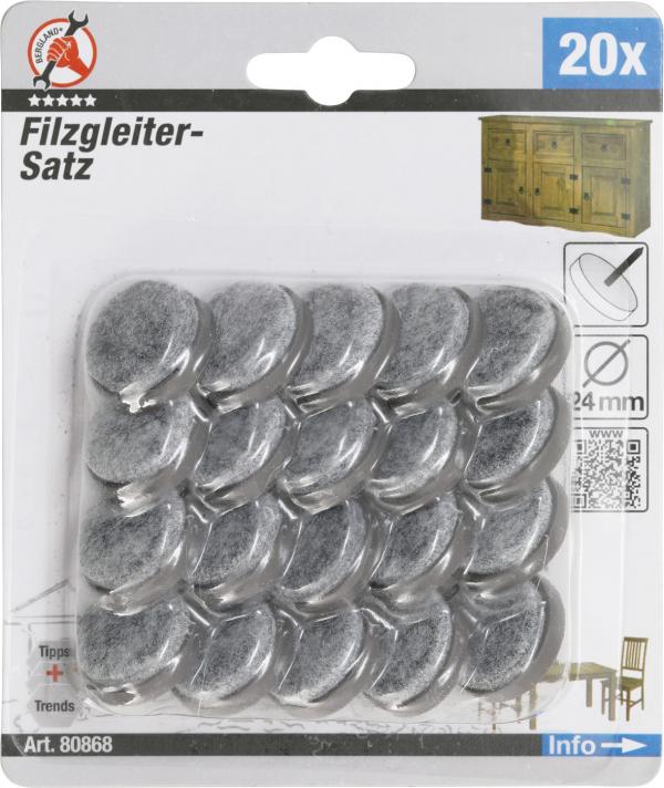 Filzgleiter-Satz | gestiftet | Ø 24 mm | 20-tlg.