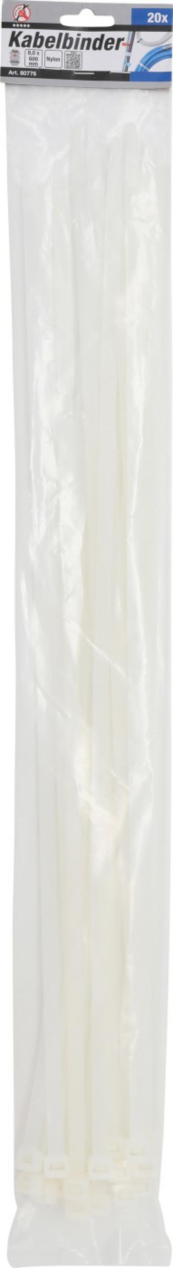 Kabelbinder-Sortiment | weiß | 8,0 x 600 mm | 20-tlg.