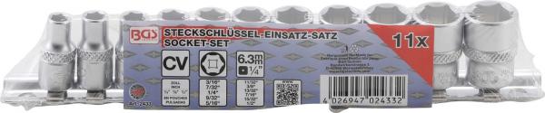Steckschlüssel-Einsatz-Satz Sechskant | Antrieb Innenvierkant 6,3 mm (1/4") | Zollgrößen | 11-tlg.