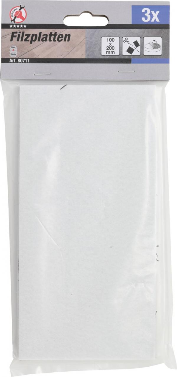 Filzgleiter | Platten | weiß | 100 x 200 mm | 3-tlg.