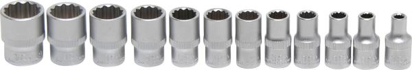 Steckschlüssel-Einsatz-Satz Zwölfkant | Antrieb Innenvierkant 6,3 mm (1/4") | Zollgrößen | 12-tlg.