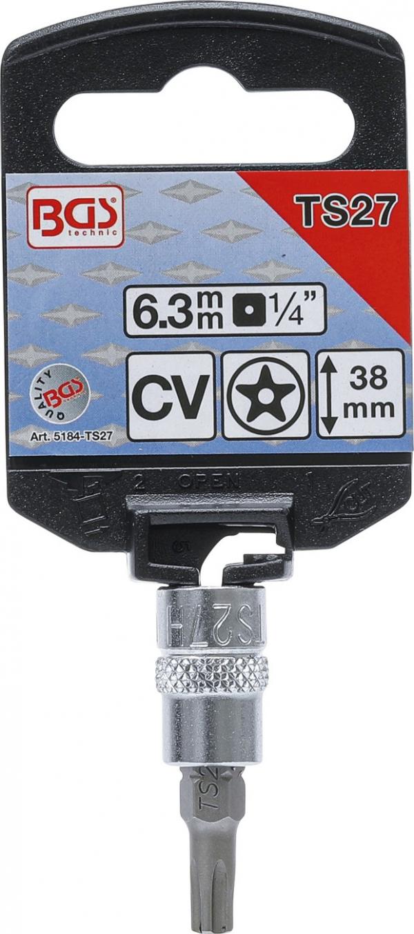 Bit-Einsatz | Antrieb Innenvierkant 6,3 mm (1/4") | TS-Profil (für Torx Plus) mit Bohrung TS27