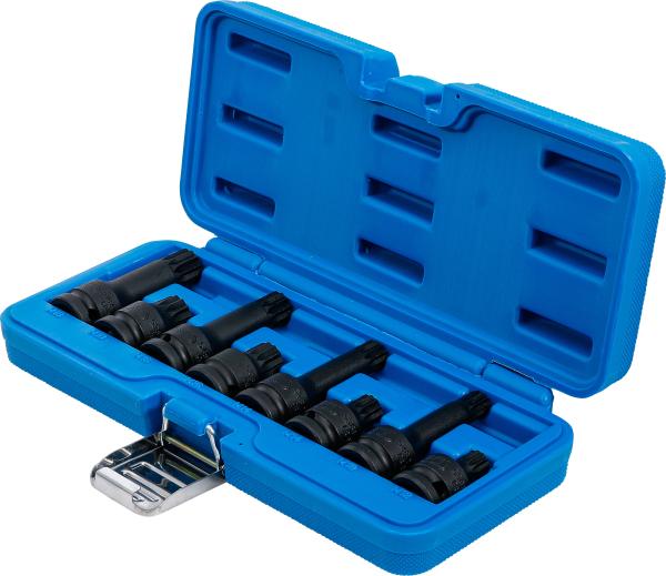 Kraft-Bit-Einsatz-Satz | Antrieb Innenvierkant 12,5 mm (1/2") | Innenvielzahn (für XZN) M12 - M18 | 8-tlg.