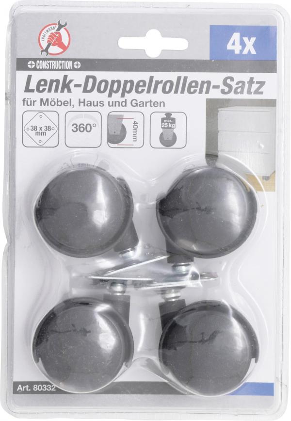 Doppel-Lenkrollen-Satz | Ø 40 mm | 4-tlg.