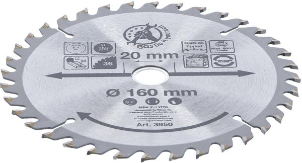 Hartmetall-Kreissägeblatt | Ø 160 x 20 x 2,4 mm | 36 Zähne