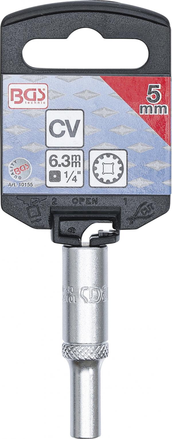 Steckschlüssel-Einsatz Gear Lock, tief | Antrieb Innenvierkant 6,3 mm (1/4") | SW 5 mm