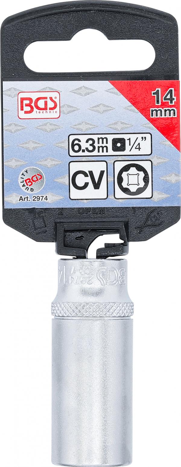 Steckschlüssel-Einsatz Super Lock, tief | Antrieb Innenvierkant 6,3 mm (1/4") | SW 14 mm