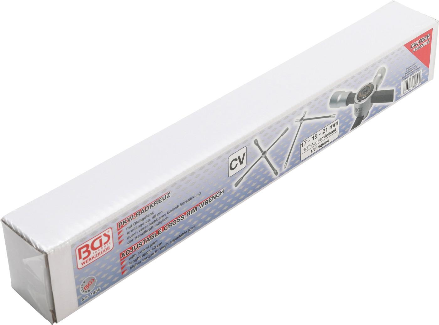 Rad-Kreuzschlüssel mit Gelenk | für Pkw | Vierkant | SW 17 x 19 x 21 x 12,5 mm (1/2")
