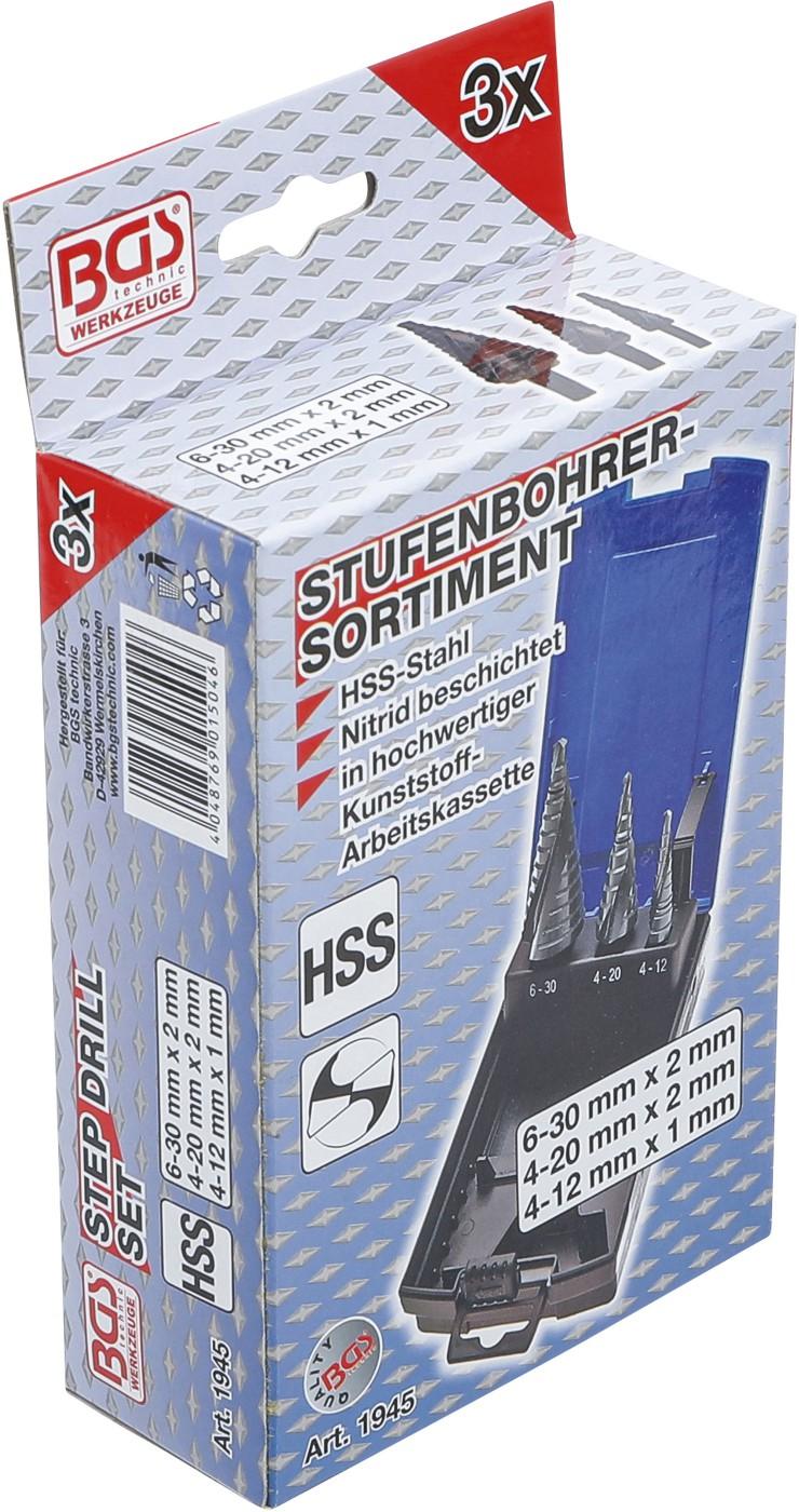 Stufenbohrer-Satz | Ø 4 - 30 mm | 3-tlg.