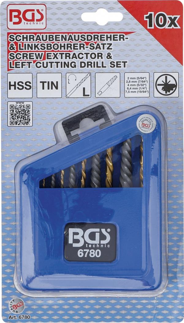 Schraubenausdreher- & Linksbohrer-Satz | HSS | titan-nitriert | 2 - 7,5 mm | 10-tlg.