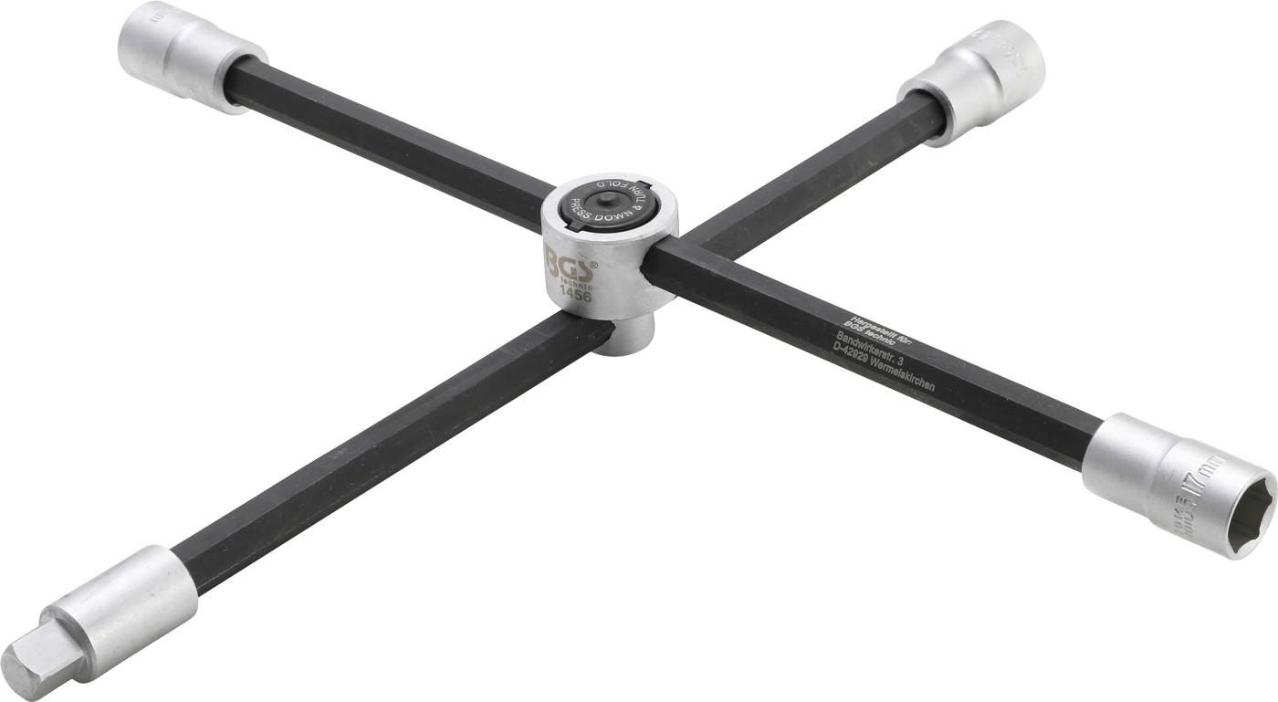 Rad-Kreuzschlüssel mit Gelenk | für Pkw | Vierkant | SW 17 x 19 x 21 x 12,5 mm (1/2")