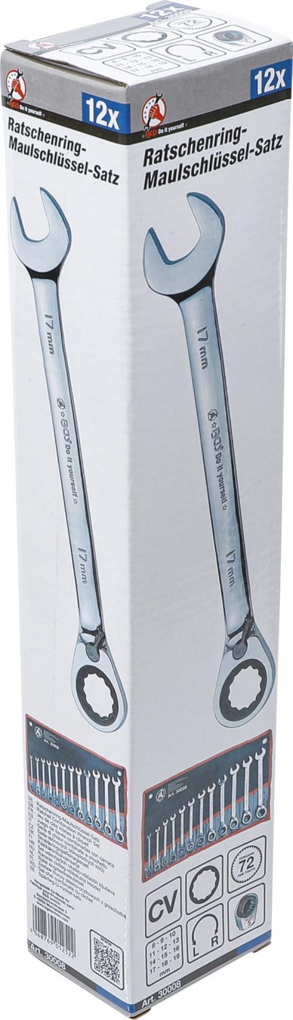 Ratschenring-Maulschlüssel-Satz | umschaltbar | SW 8 - 19 mm | 12-tlg.