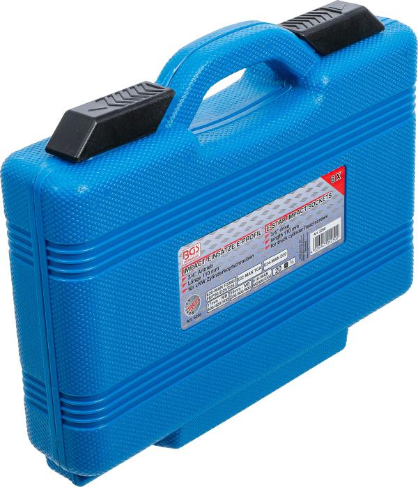 Kraft-Steckschlüssel-Einsatz-Satz E-Profil, Zwölfkant | Antrieb Innenvierkant 20 mm (3/4") | 6-tlg.