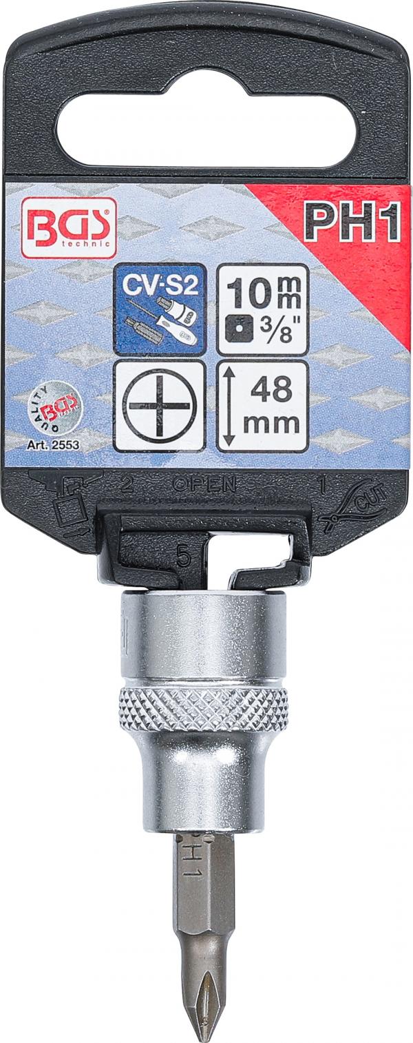 Bit-Einsatz | Antrieb Innenvierkant 10 mm (3/8") | Kreuzschlitz PH1