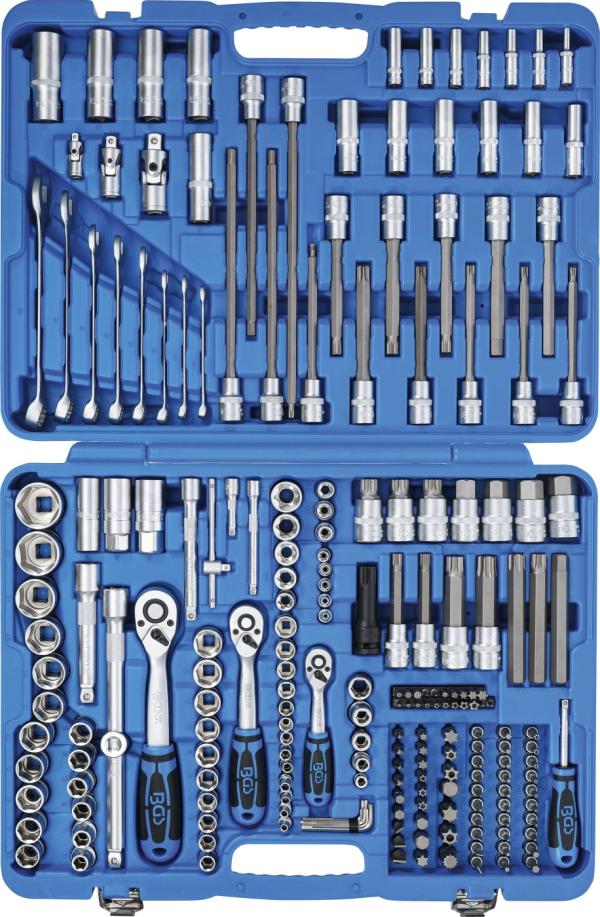 Steckschlüssel-Satz Sechskant | Antrieb 6,3 mm (1/4") / 10 mm (3/8") / 12,5 mm (1/2") | 214-tlg.