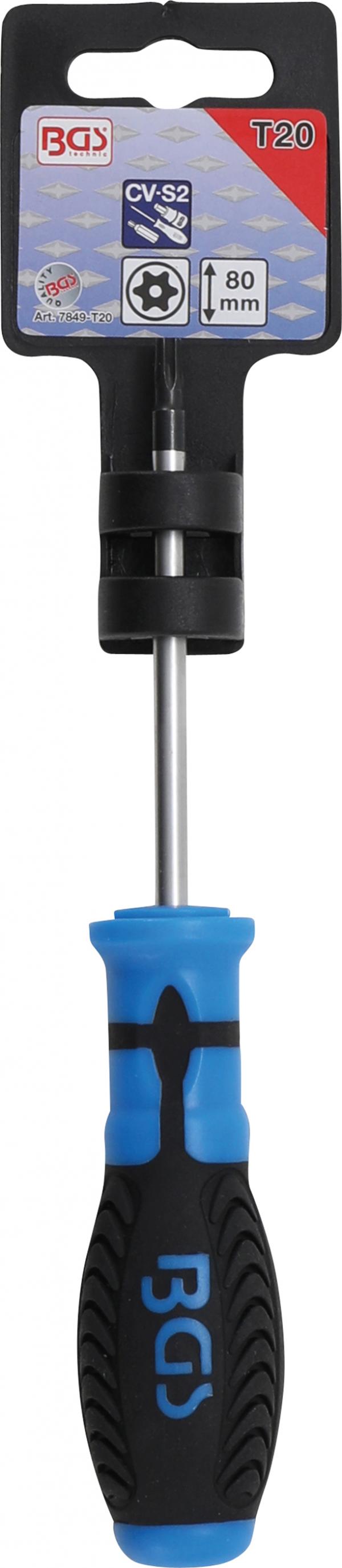 Schraubendreher | T-Profil (für Torx) mit Bohrung T20 | Klingenlänge 80 mm