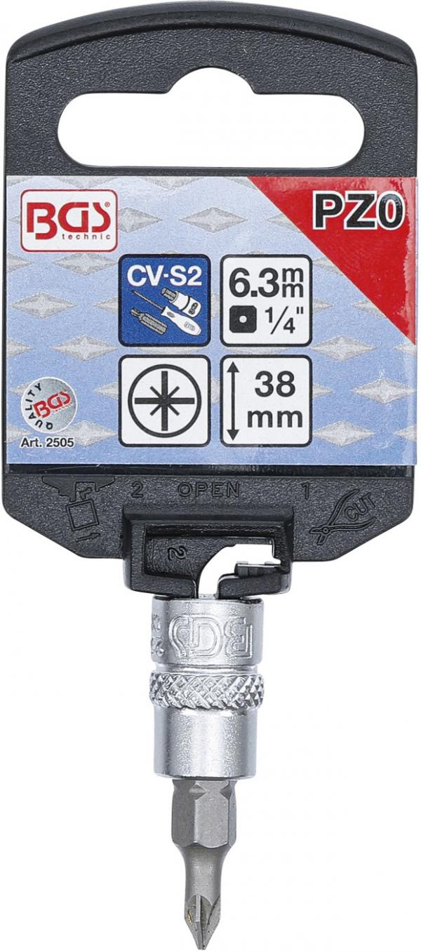 Bit-Einsatz | Antrieb Innenvierkant 6,3 mm (1/4") | Kreuzschlitz PZ0