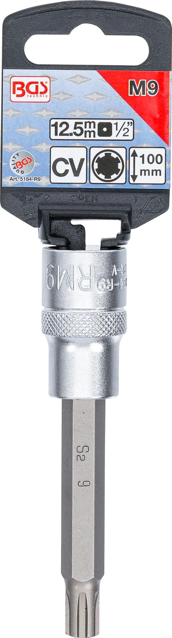 Bit-Einsatz | Länge 100 mm | Antrieb Innenvierkant 12,5 mm (1/2") | Keil-Profil (für RIBE) M9