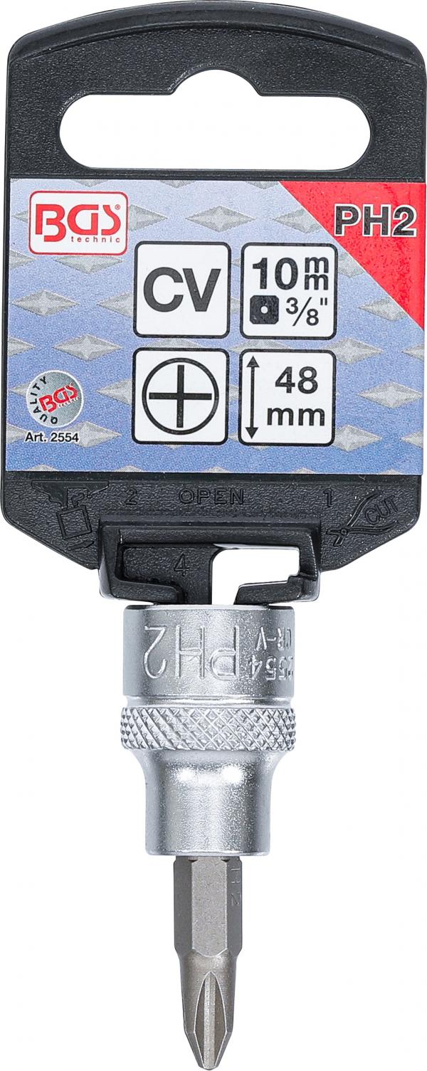 Bit-Einsatz | Antrieb Innenvierkant 10 mm (3/8") | Kreuzschlitz PH2
