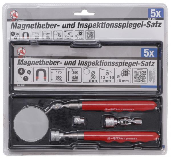 Magnetheber- und Inspektionsspiegel-Satz | 4-tlg.