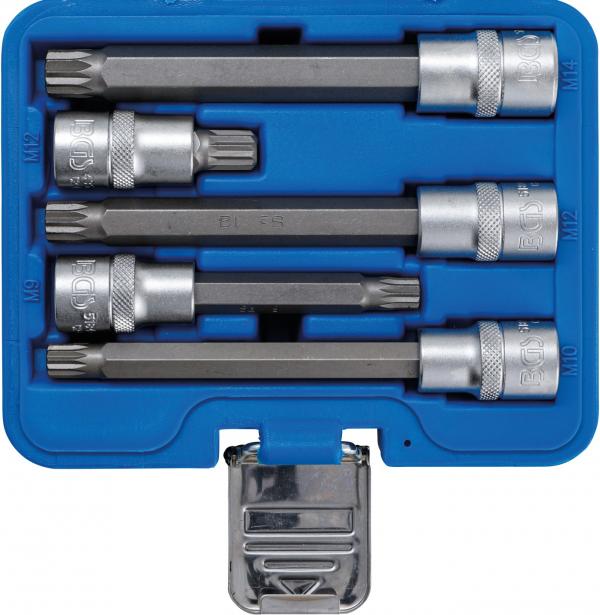 Bit-Einsatz-Satz | Antrieb Innenvierkant 12,5 mm (1/2") | Innenvielzahn (für XZN) | 5-tlg.