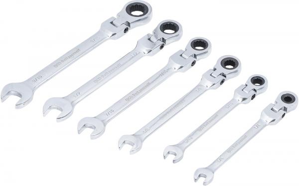 Ratschenring-Maulschlüssel-Satz | flexible Köpfe | Zollmaße | SW 1/4" - 9/16" | 6-tlg.