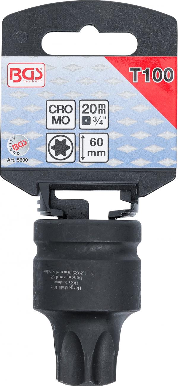 Kraft-Bit-Einsatz | Antrieb Innenvierkant 20 mm (3/4") | T-Profil (für Torx) T100