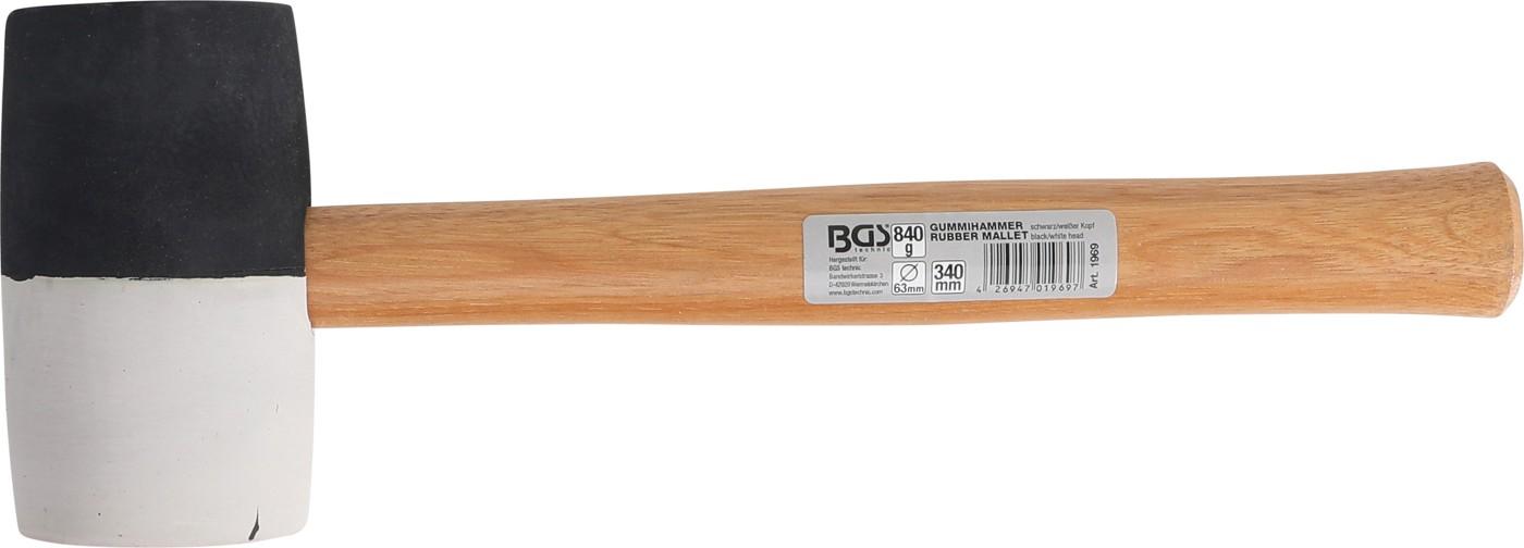 Gummihammer | Hickory-Stiel | schwarz-weißer Kopf | Ø 63 mm | 840 g